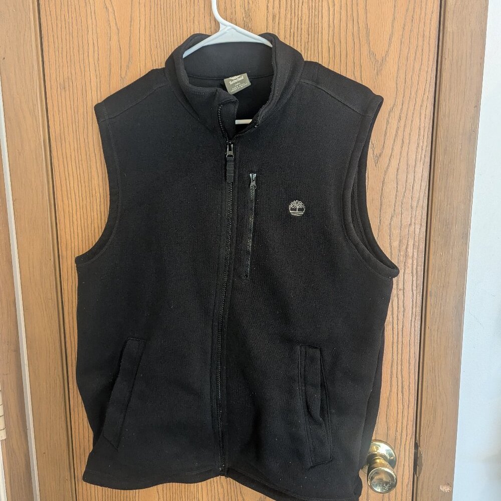 TImberland Knit Fleece Lined Polartec Zip Vest Black with Pockets-Men's Medium